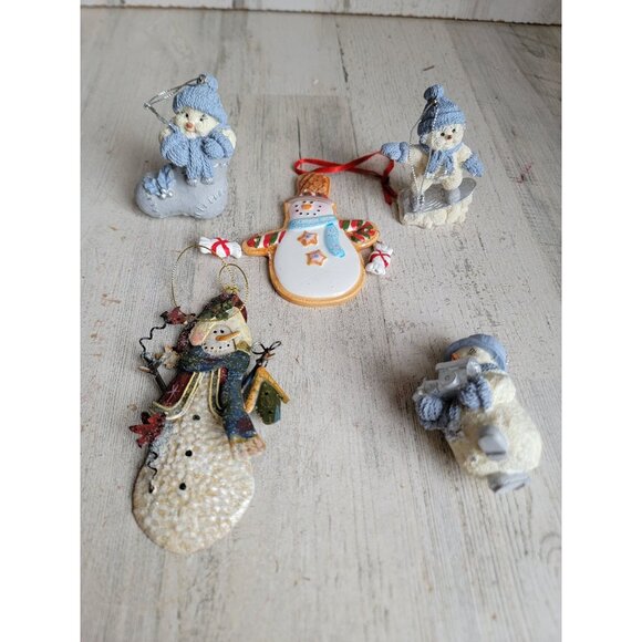 Snowman ornament gingerbread birdhouse ice skating Xmas set - Picture 2 of 10